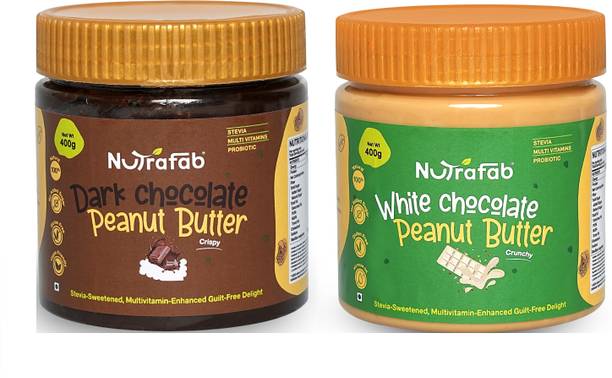 Nutrafab Dark Chocolate Crispy & White Chocolate Crunchy Peanut Butter - 400g Each