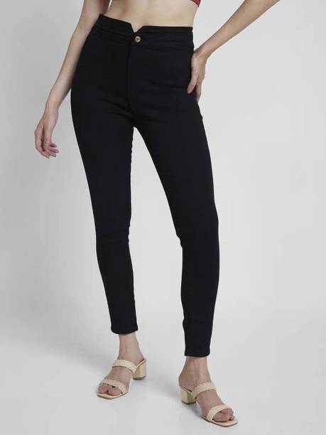 Women Super Skinny High Rise Black Jeans