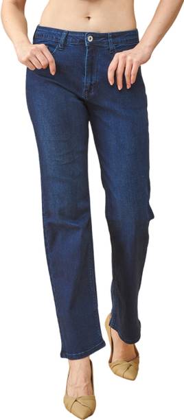 Women Relaxed Fit Mid Rise Dark Blue Jeans