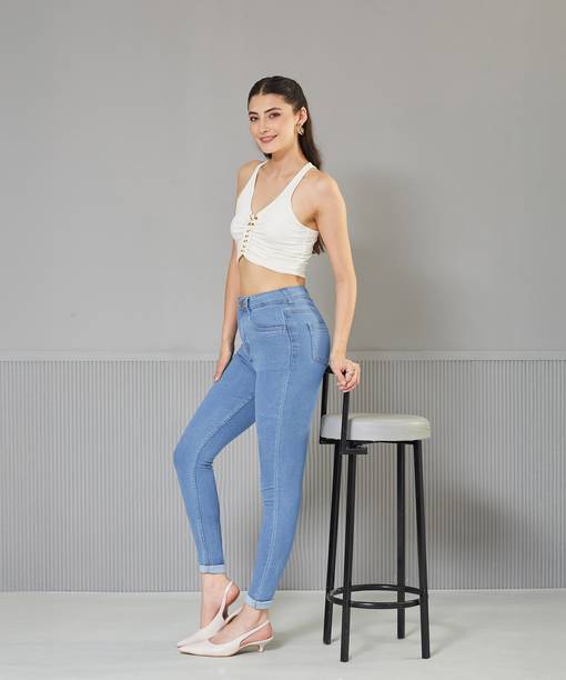 Women Skinny High Rise Blue Jeans