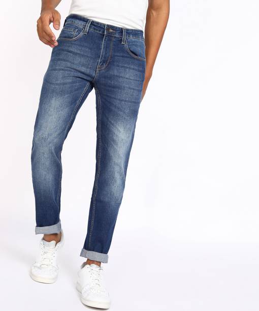 Men Tapered Fit Low Rise Blue Jeans