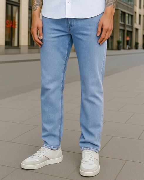 Slim Straight Fit Stretchable Men Straight Fit Mid Rise Blue Jeans