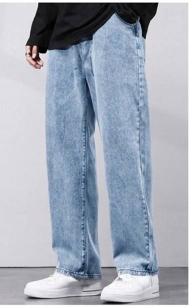 Men & Women Baggy Fit Mid Rise Blue Jeans