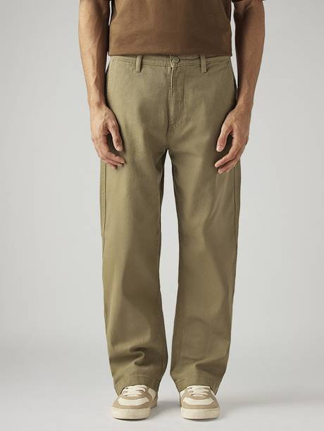 Men Loose Fit Mid Rise Green Jeans