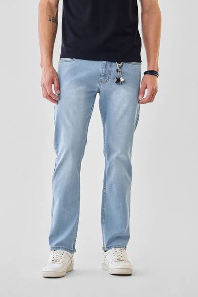 Snitch Men Relaxed Fit Mid Rise Light Blue Jeans