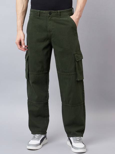 Men Regular Mid Rise Dark Green Jeans