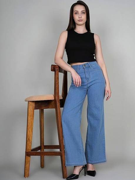 CORSICA Women Flared High Rise Blue Jeans