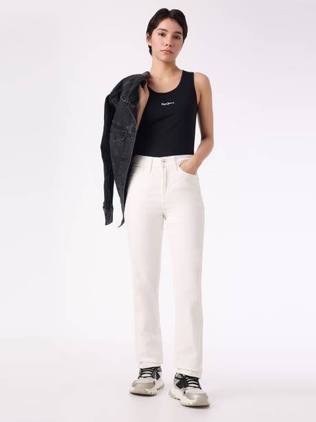 Women Regular High Rise White Jeans