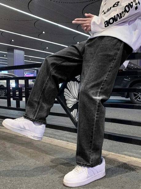 Men Relaxed Fit Mid Rise Dark Grey Jeans
