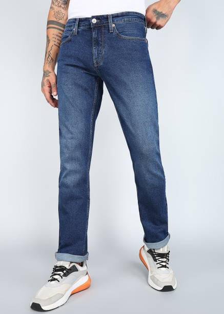 FLYING MACHINE Men Straight Fit Mid Rise Blue Jeans