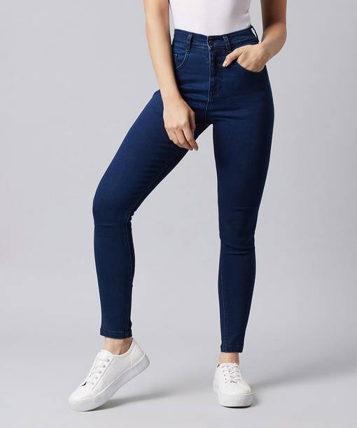 Women Skinny High Rise Dark Blue Jeans