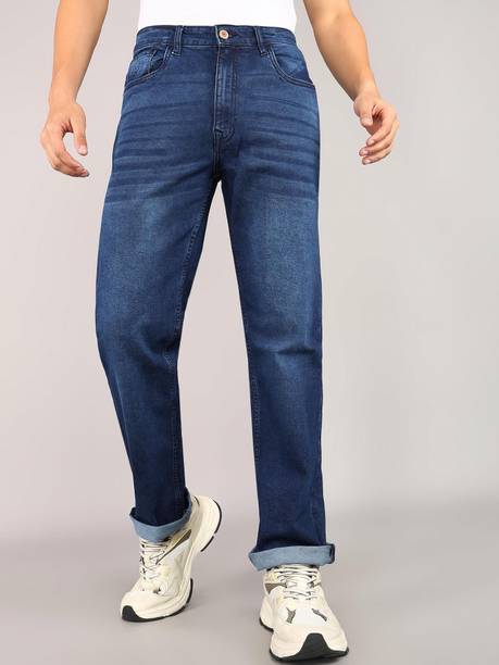 Men Regular Mid Rise Dark Blue Jeans