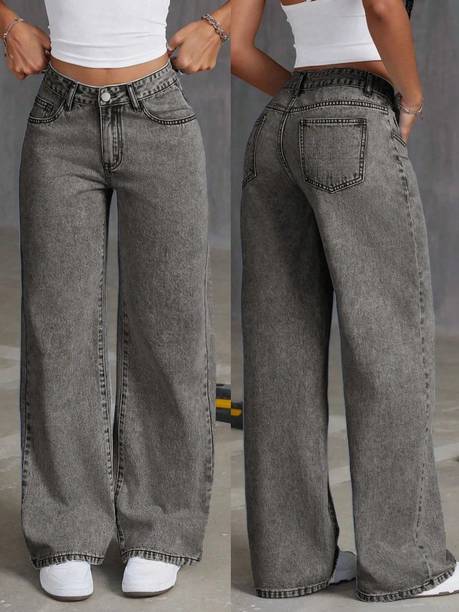 Women Straight Fit High Rise Grey Jeans