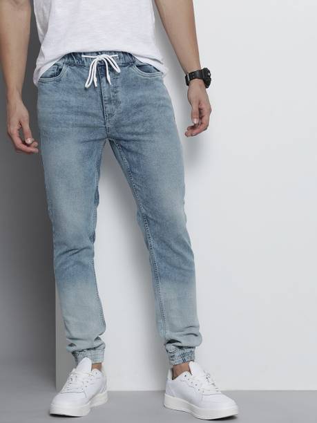 Men Jogger Fit Mid Rise Blue Jeans
