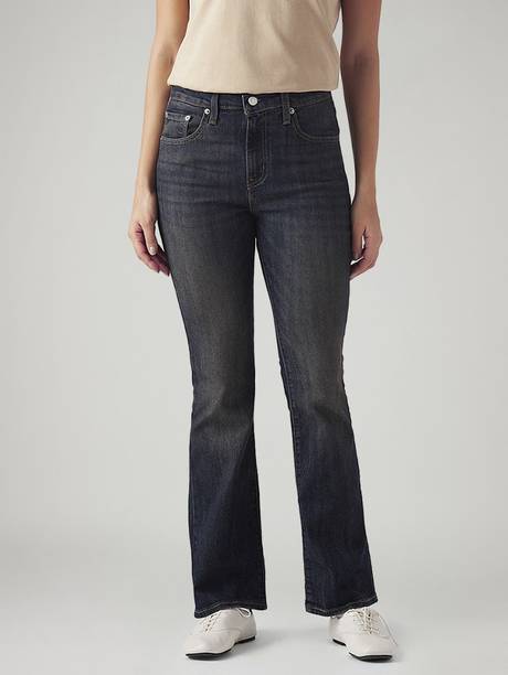 Women Flared High Rise Dark Grey Jeans