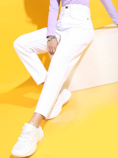 Women Regular Mid Rise White Jeans
