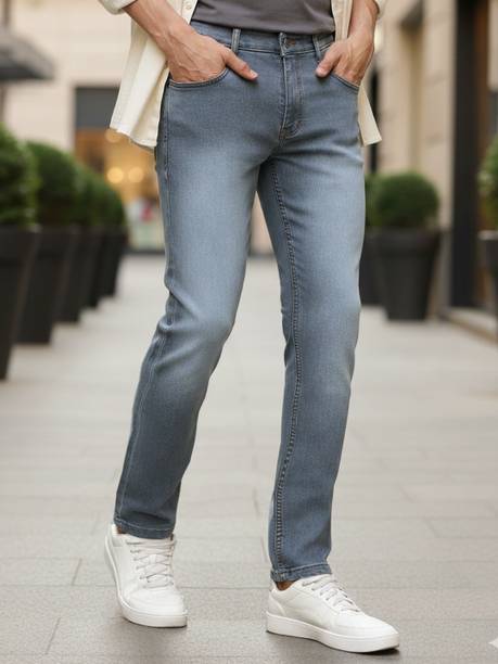 Men Slim Mid Rise Gold Jeans
