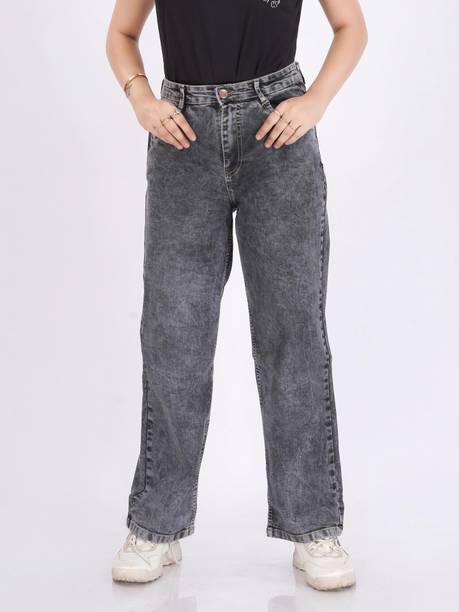 Women Relaxed Fit Mid Rise Grey Jeans