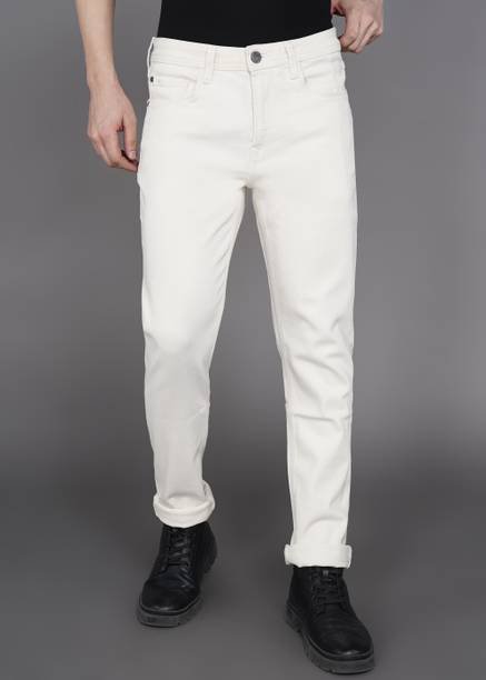 DUCATI Men Slim Mid Rise White Jeans