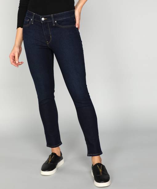 711 Women Skinny Mid Rise Blue Jeans