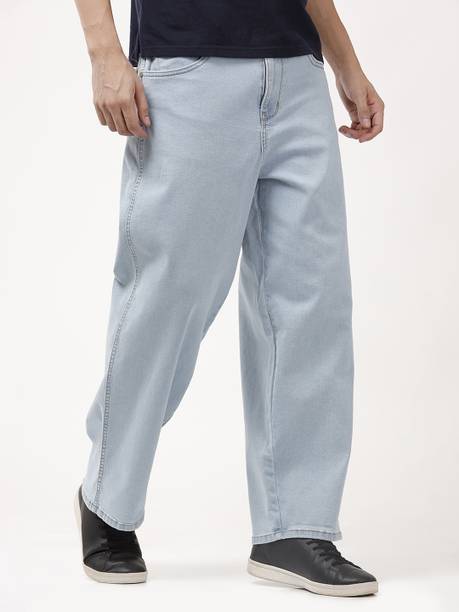 Men Loose Fit Low Rise Blue Jeans