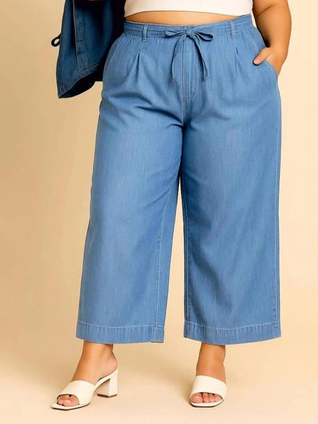 Women Loose Fit High Rise Blue Jeans