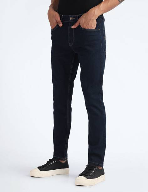 FLYING MACHINE Men Tapered Fit Mid Rise Dark Blue Jeans