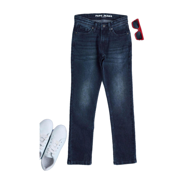 Boys Slim Mid Rise Blue Jeans