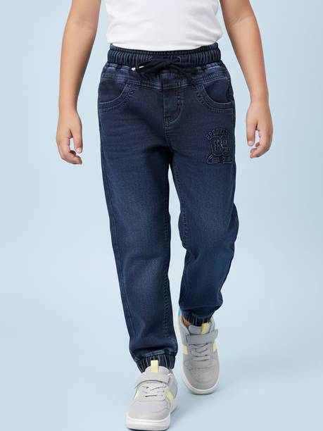 Boys Jogger Fit Mid Rise Dark Blue Jeans