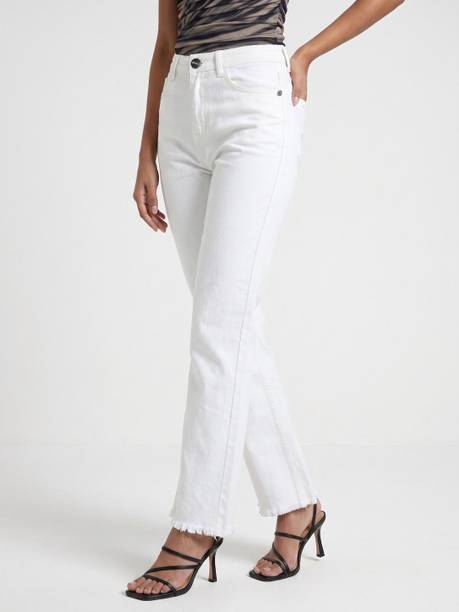 Glitchez Women Mid Rise White Jeans