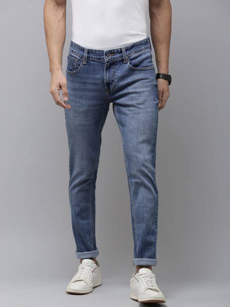 Men Super Skinny Low Rise Blue Jeans