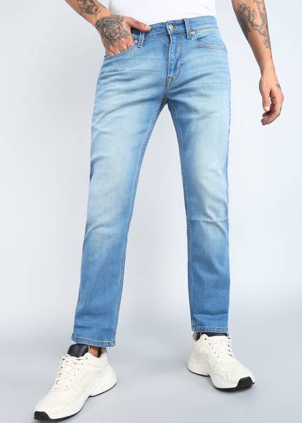 FLYING MACHINE Men Straight Fit Mid Rise Blue Jeans
