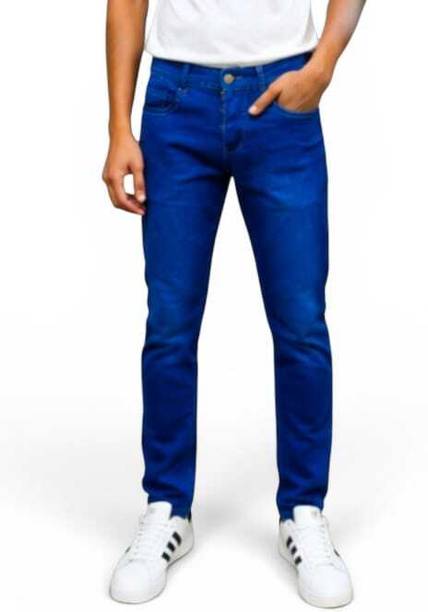 Men Slim Low Rise Dark Blue Jeans
