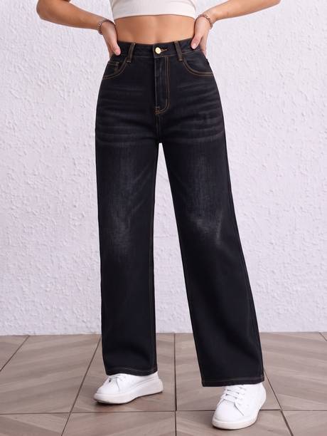 Women Wide Leg High Rise Multicolor Jeans