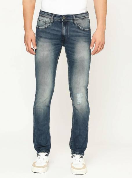 Men Tapered Fit Low Rise Blue Jeans