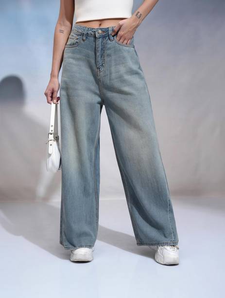 Women Flared Mid Rise Light Blue Jeans