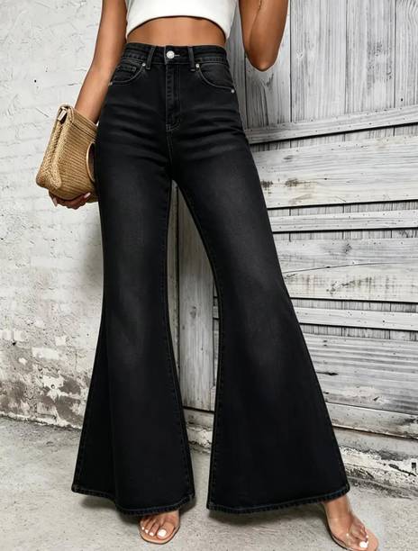 Women Boot-Leg High Rise Black Jeans