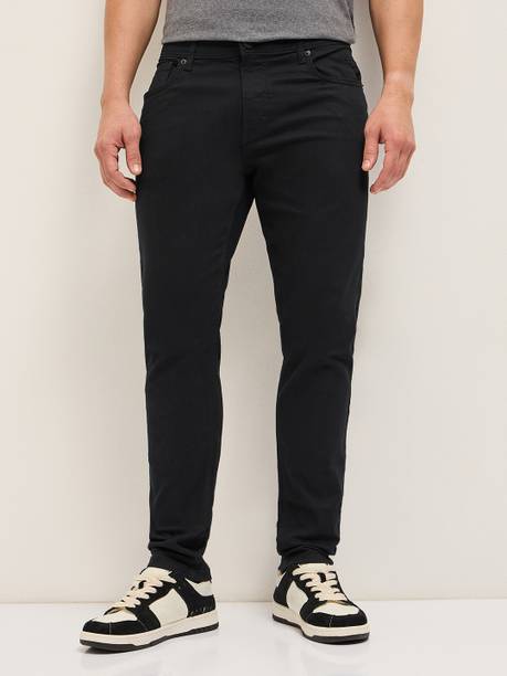 THE BEAR HOUSE Men Slim Mid Rise Black Jeans
