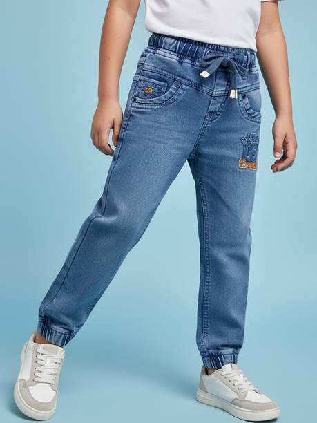Boys Jogger Fit Mid Rise Blue Jeans