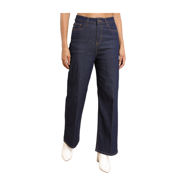Tokyo Talkies Women Flared High Rise Dark Blue Jeans