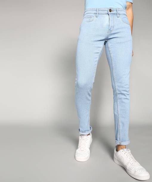 Men Skinny Mid Rise Light Blue Jeans