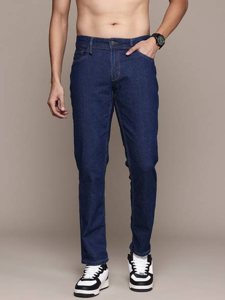 Men Slim Mid Rise Blue Jeans