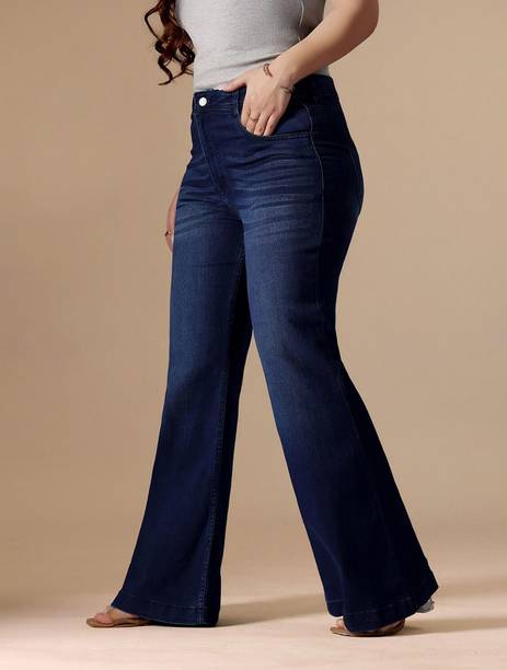 Women Relaxed Fit High Rise Blue Jeans