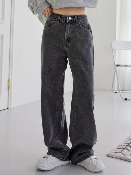 Women Boyfriend High Rise Black Jeans