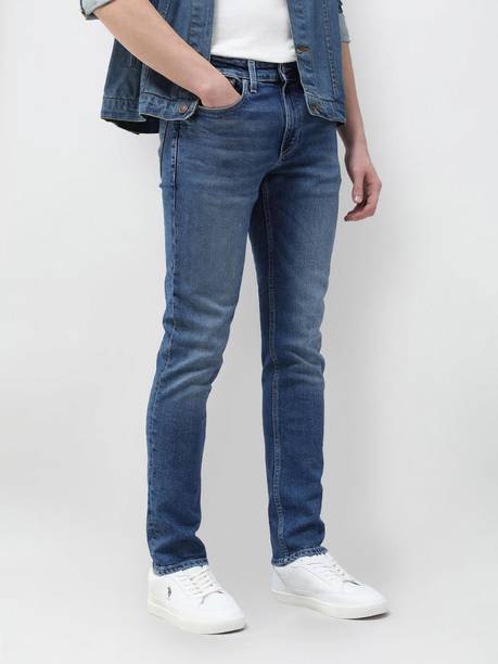 Men Tapered Fit Mid Rise Blue Jeans