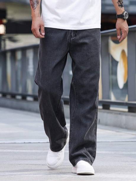 FUDE PRIDE Men Loose Fit Mid Rise Dark Grey Jeans