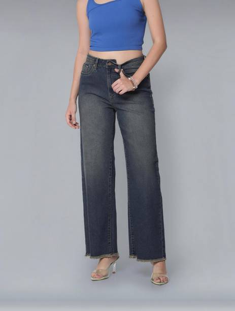 Women Boot-Leg High Rise Blue, Grey Jeans
