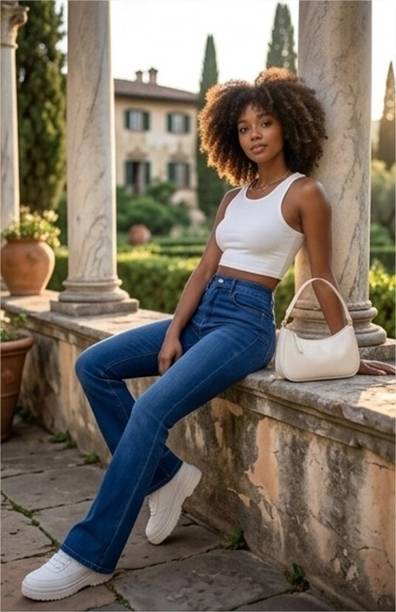 Women Regular Mid Rise Dark Blue Jeans