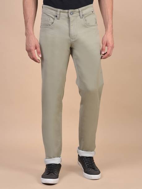 Men Slim Mid Rise Light Green Jeans