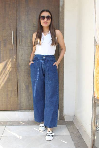 Women Regular High Rise Dark Blue Jeans